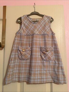 The Beaufort Bonnet Company Blue and Brown Houndstooth Pocket Dress